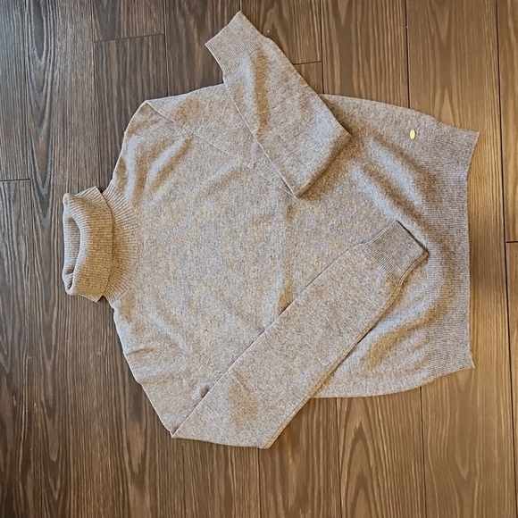 Cashmere Tneck Lightweight Sweater Heather Grey Blue Size S BNWOT - Picture 1 of 7